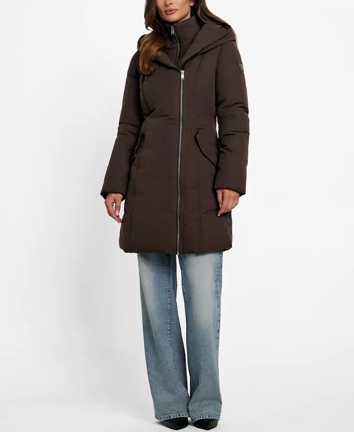 Women's Asymmetric Zip-Front Hooded Puffer Coat