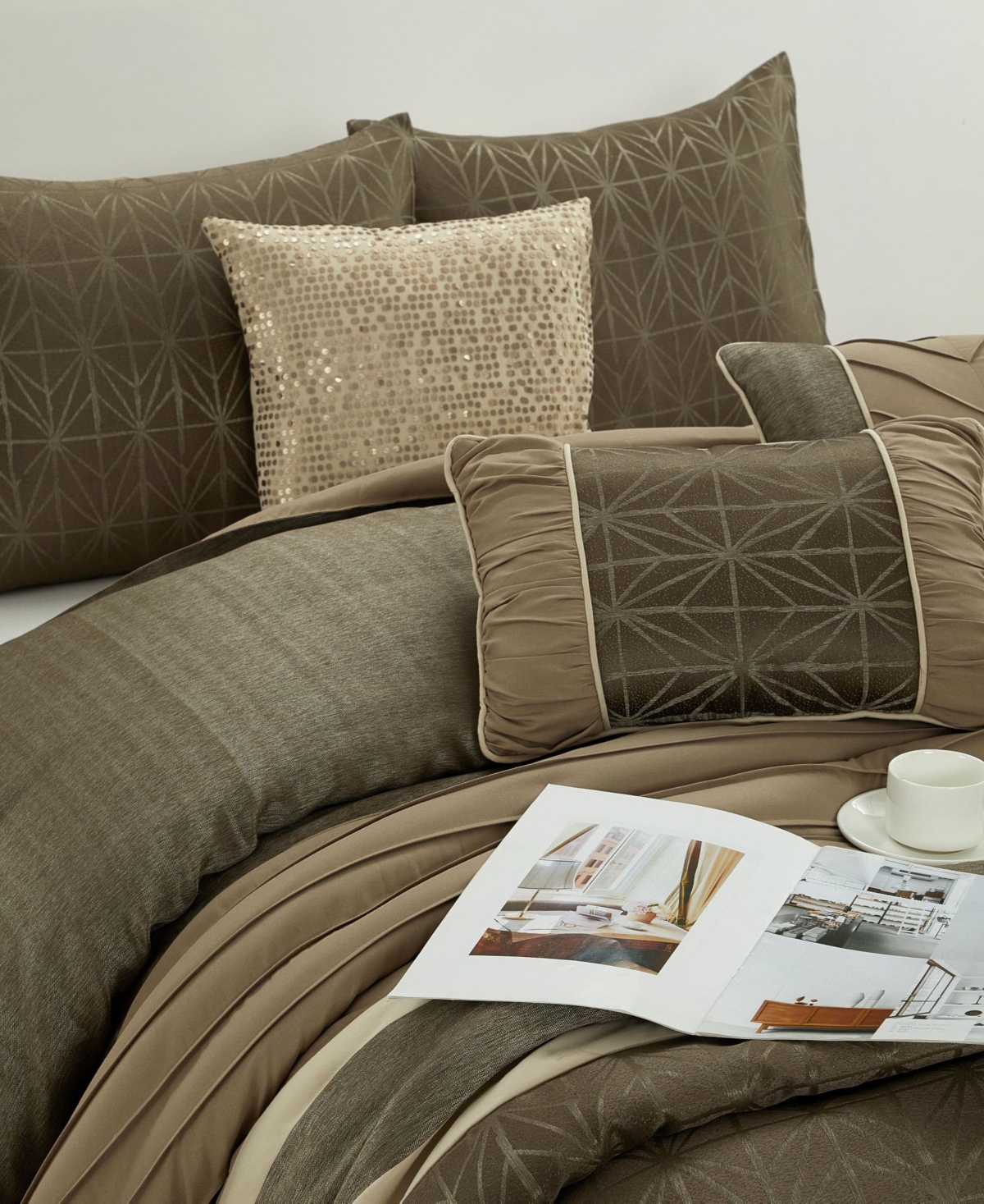 Stratford Park Trinity Geometric 9-pc. Comforter Set, Queen In Brown