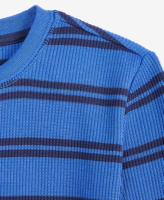 Toddler Boys' Striped Crewneck Thermal Sweatshirt
