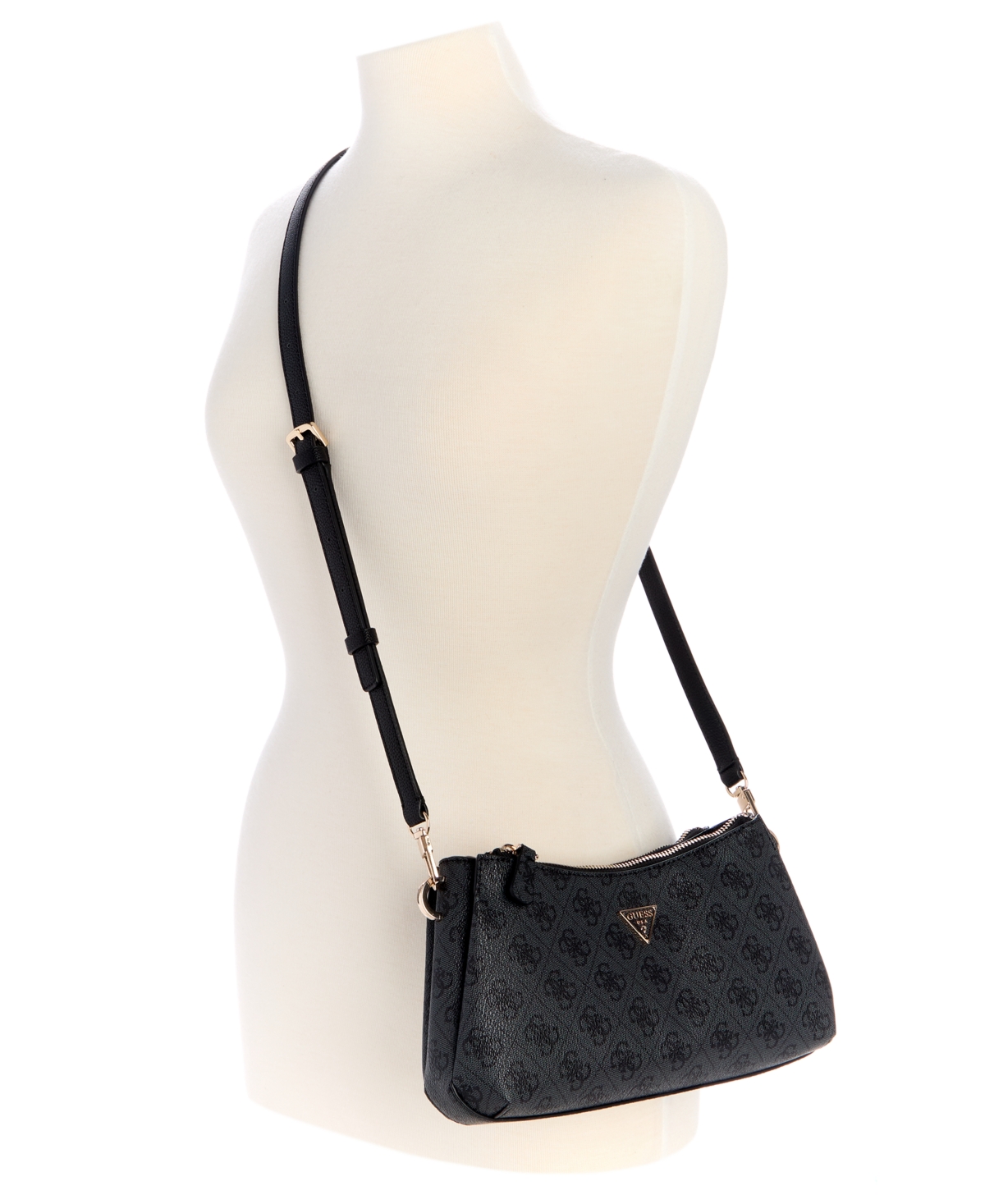 Guess Noelle Ii Small Three Compartment Crossbody In Black