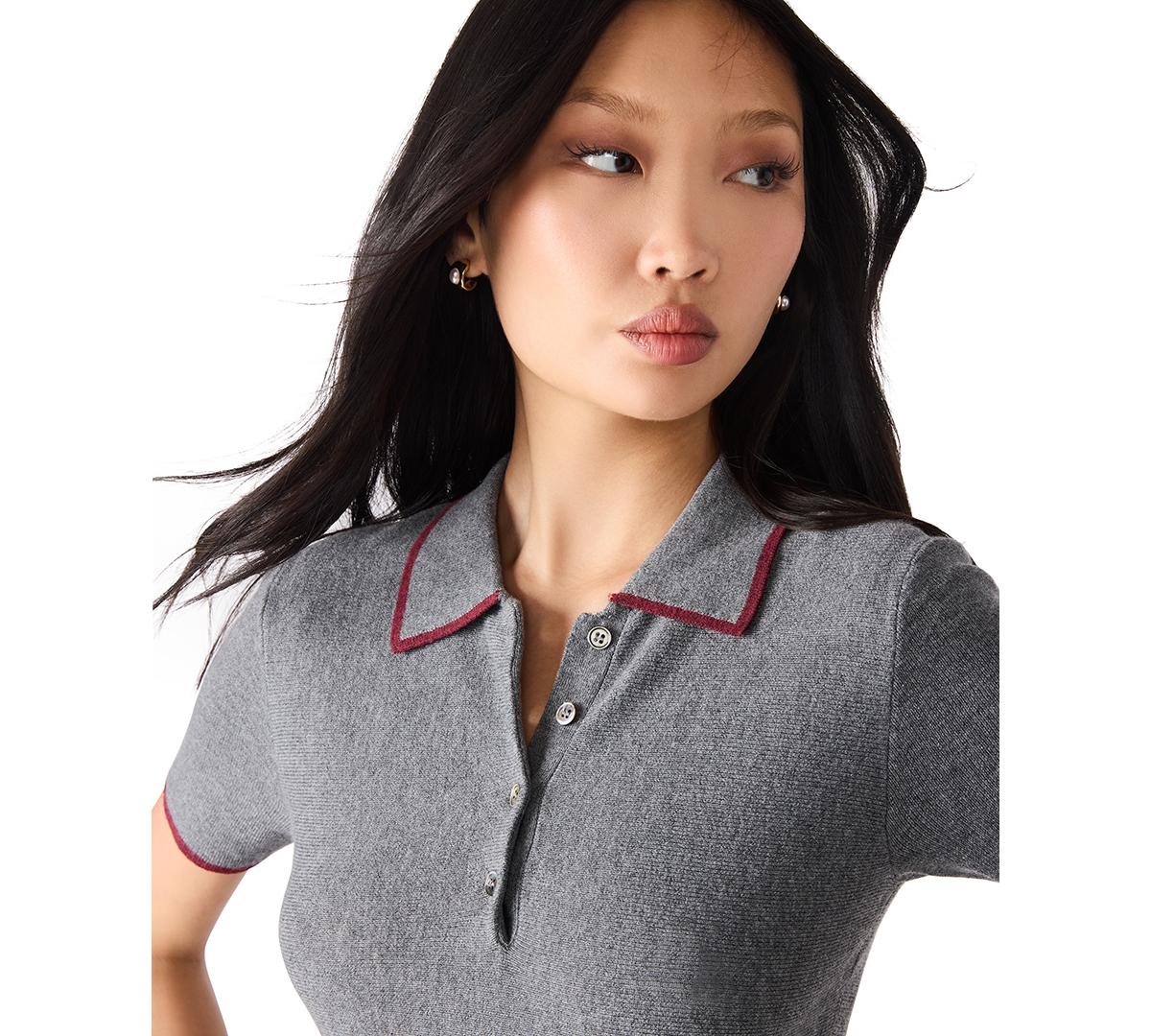 Steve Madden Kristin Polo Sweater Dress In Gray