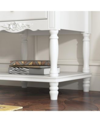 European style luxury white 2-drawer bedside table, bedroom nightstand, wooden end table