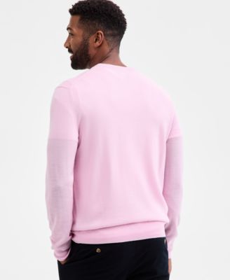 Men's Solid Crew Neck Merino Wool Blend Sweater, Created for Macy's 