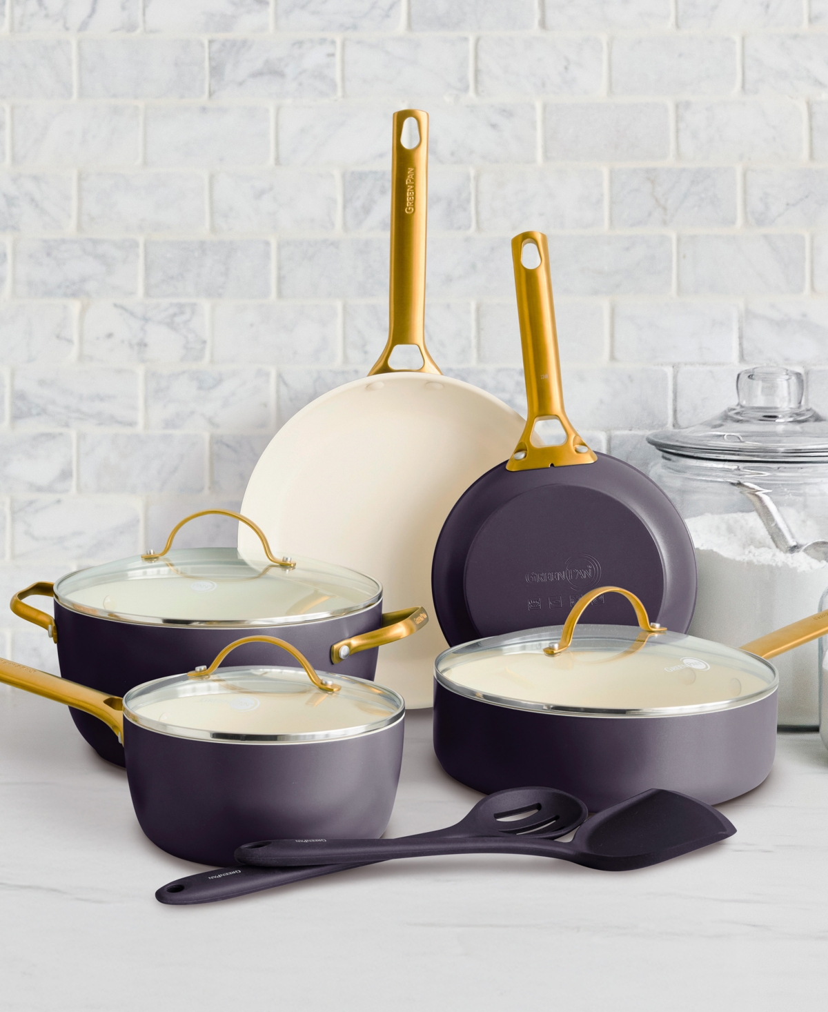 Greenpan Padova Healthy Ceramic Nonstick Cookware Set, 10 Piece In Purple