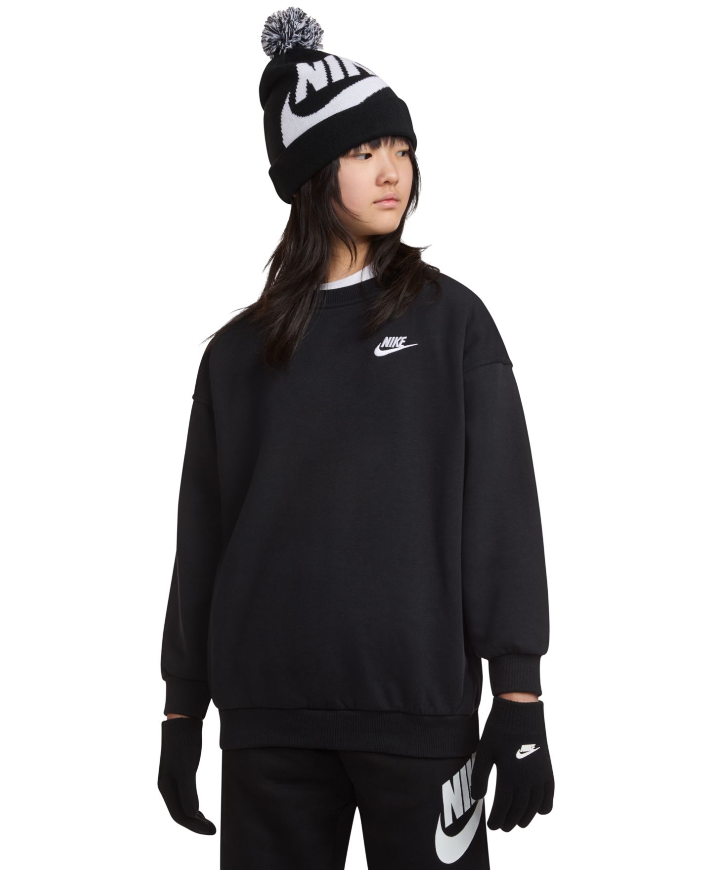 Детский комплект Nike Swoosh: шапка и перчатки, 8-20 лет, 2 предмета, цвет: Чёрный — фото 4