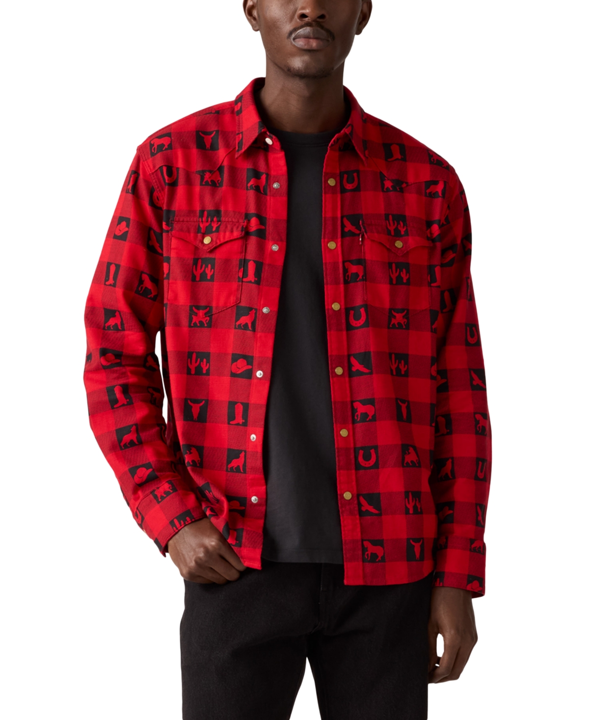Levi's Men's Barstow Cotton Standard-fit Western Shirt In Red