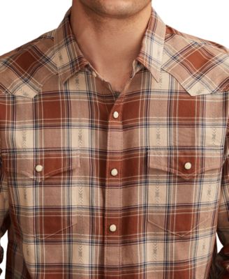 Men's Dobby Western Long Sleeve Snap-Front Plaid Shirt  