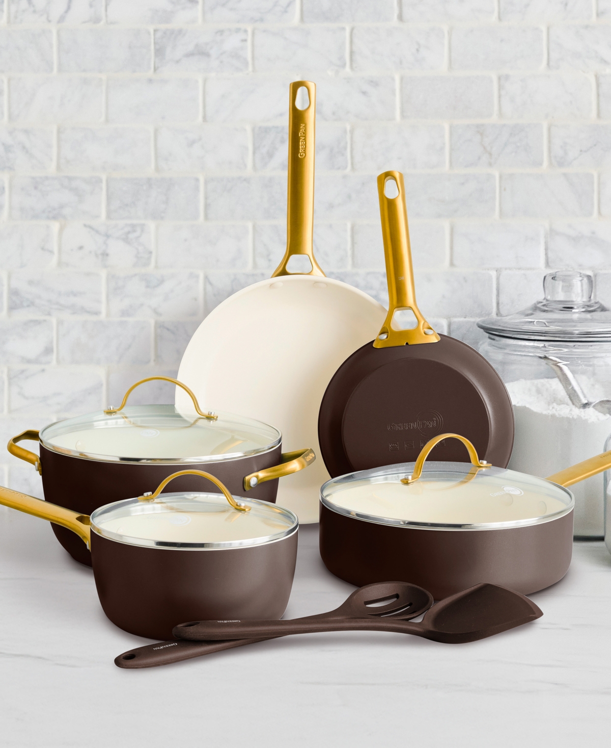 Greenpan Padova Healthy Ceramic Nonstick Cookware Set, 10 Piece In Brown