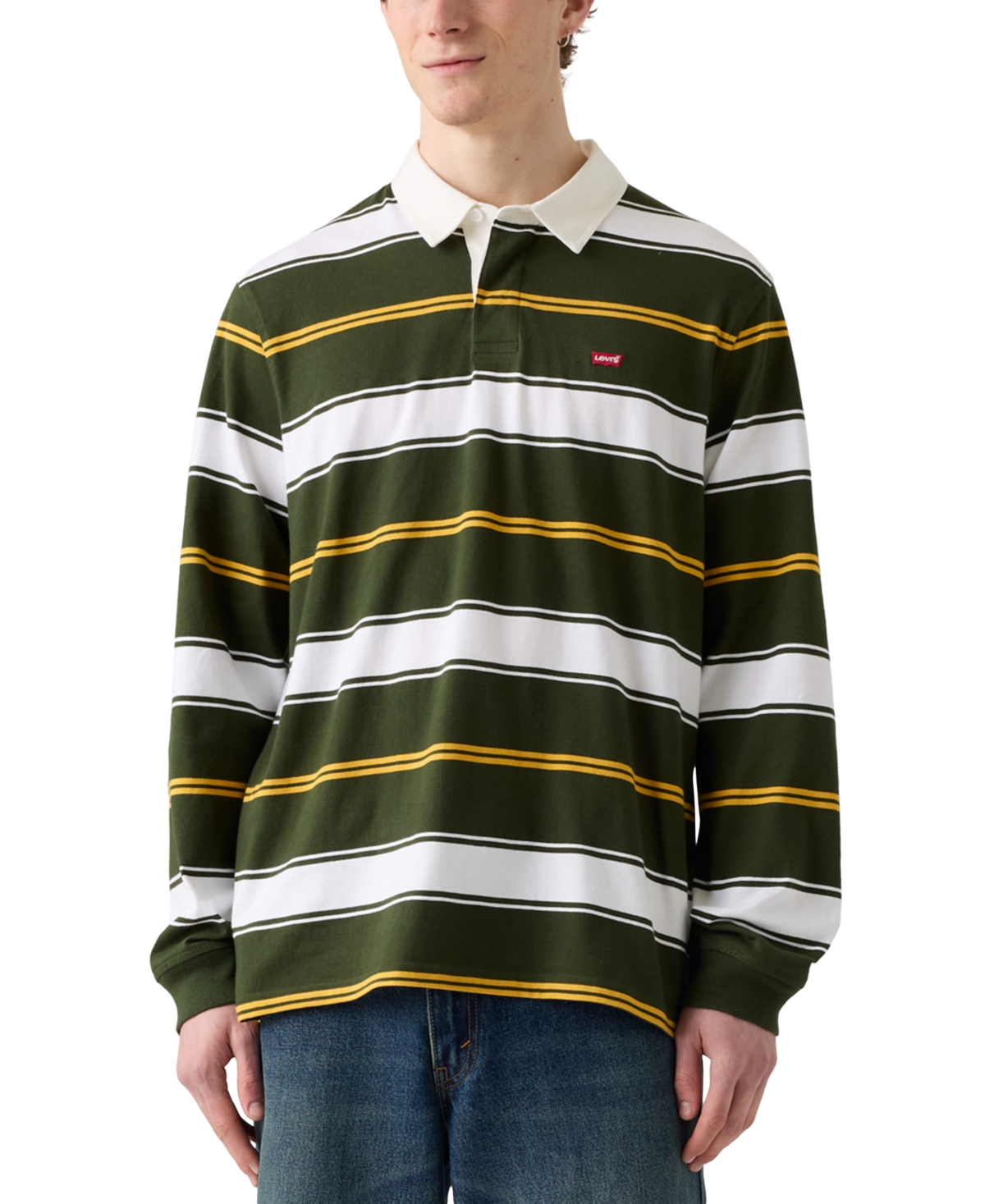 Levi's Men's Relaxed-fit Long Sleeve Striped Rugby Shirt In Multi