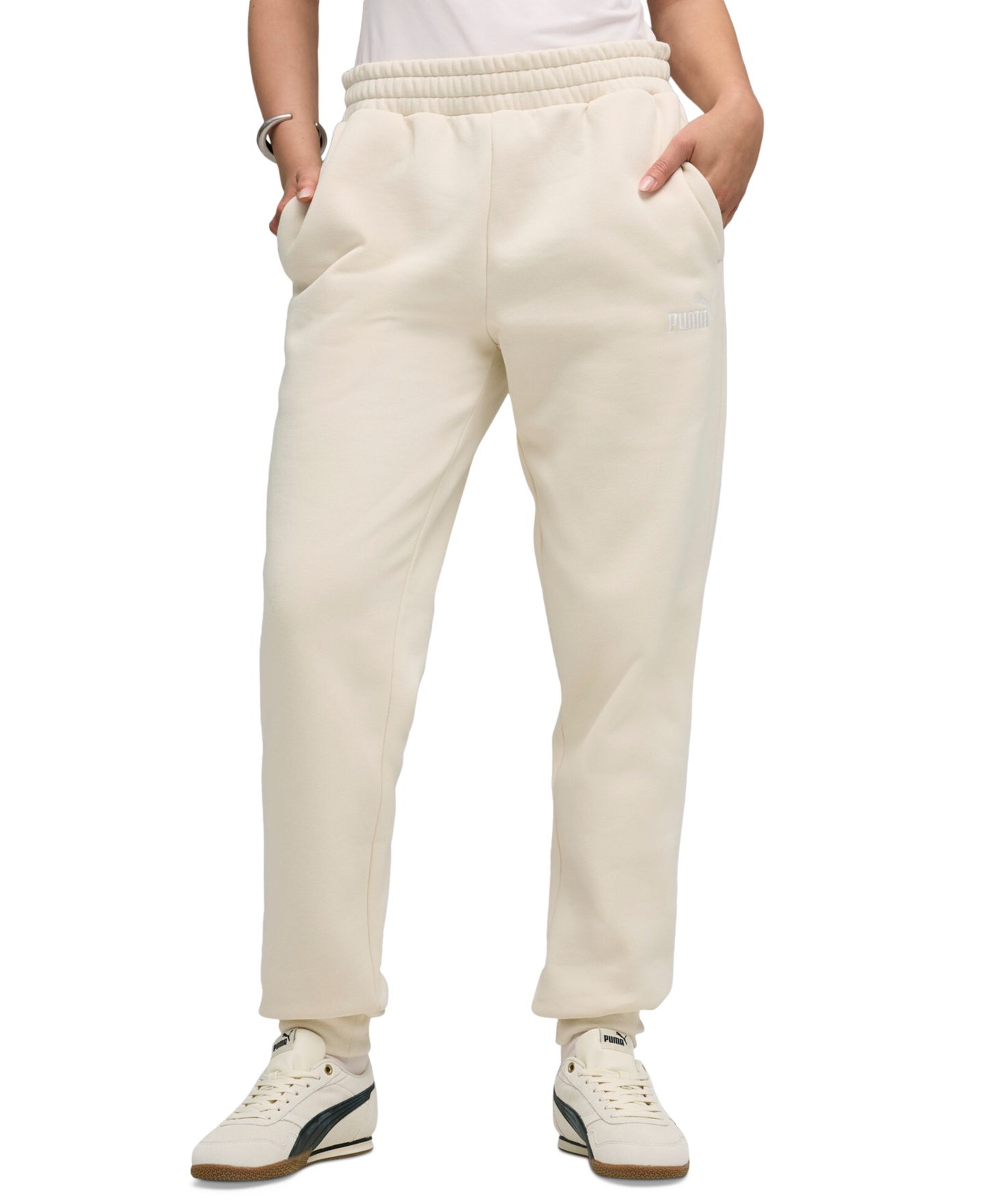 Мужские брюки Puma Logo Fleece Sweatpants, цвет: Снежный — фото 1