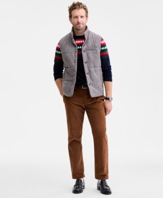 Men's Tweed Herringbone Button-Front Padded Vest, Macy's Exclusive