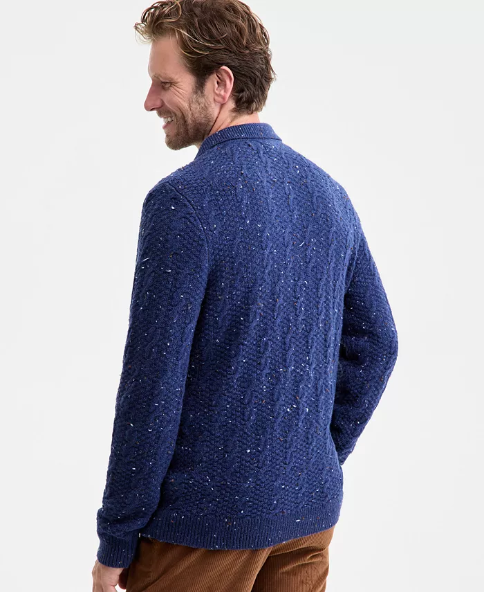 Men's Donegal Cable-Knit Polo Sweater - thumbnail 4