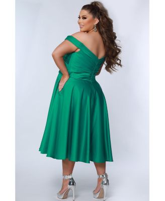 Women's Off-The-Shoulder Pleated Plus Size Party Dress