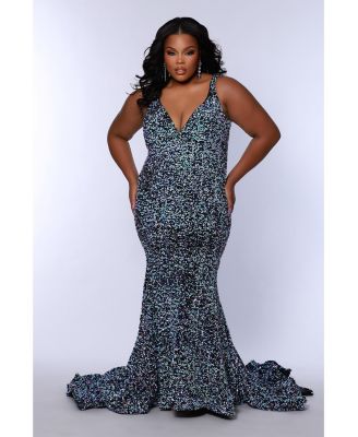 Women's V-Neck Mermaid Velvet Evening Gown