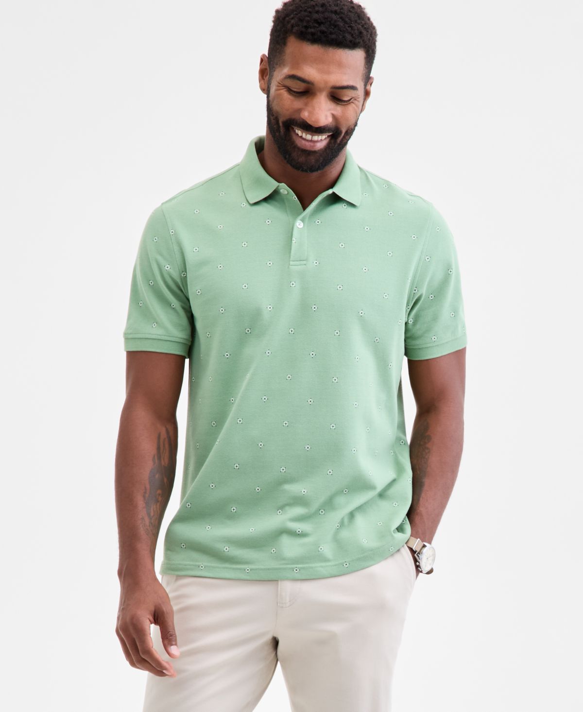 Мужское поло с коротким рукавом в стиле пике с принтом из фуляра, эксклюзивное от Macy's