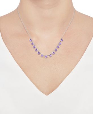 Amethyst Bezel 17" Collar Necklace in Sterling Silver (Also in Citrine & Blue Topaz)