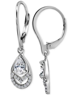 Giani Bernini - Cubic Zirconia Pear & Round Leverback Drop Earrings