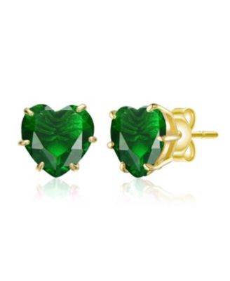 Heart-Shaped Colored Cubic Zirconia Stud Earrings