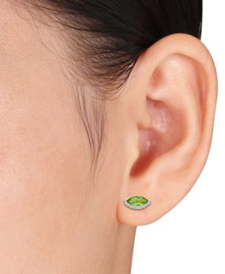 Blue Topaz (1/4 ct. t.w.) & Diamond (1/10 ct. t.w.) Marquise Stud Earrings in 14k Gold (Also in Garnet, Amethyst, & Peridot)