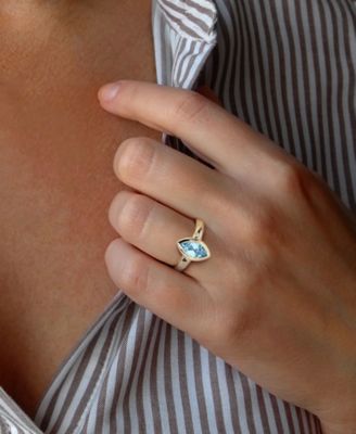 Blue Topaz (3/4 ct. t.w.) & Diamond (1/4 ct. t.w.) Band in 10k Gold