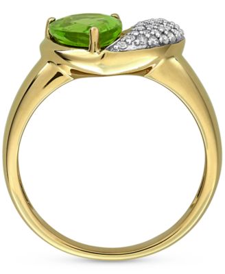 Peridot (1-5/8 ct. t.w.) & Diamond (1/6ct t.w.) Heart Ring in 10k Yellow Gold