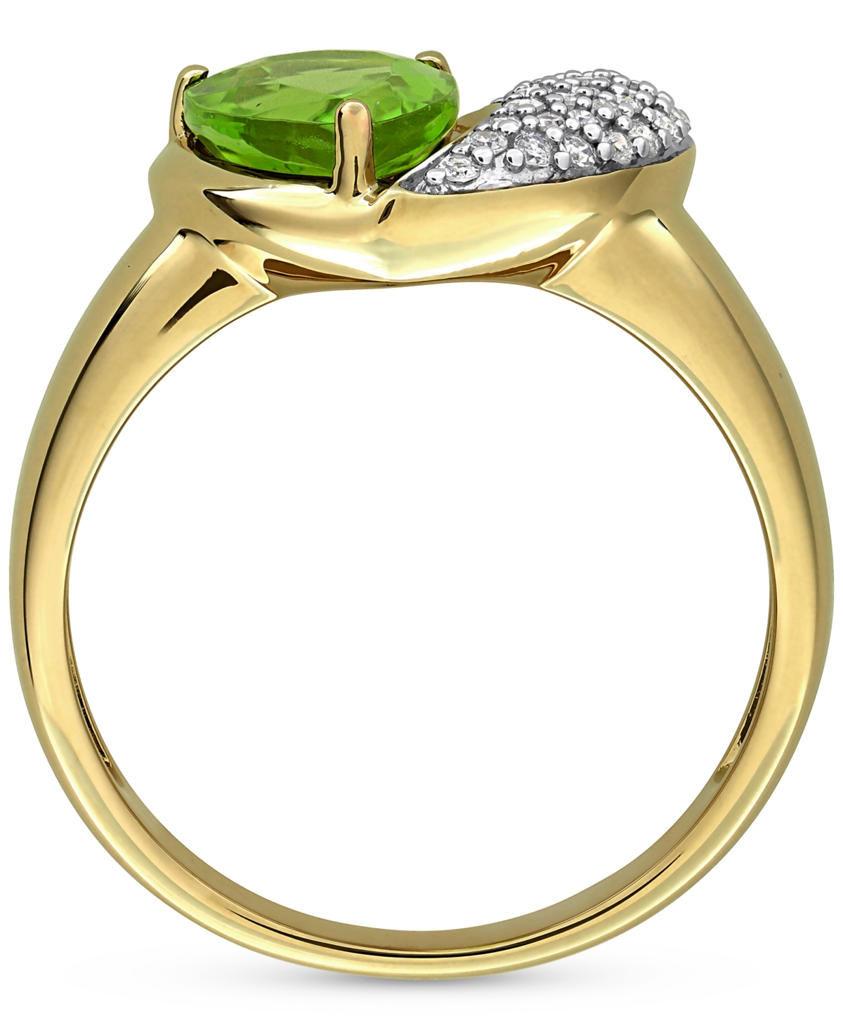 Macy's Peridot (1-5/8 Ct. T.w.) & Diamond (1/6ct T.w.) Heart Ring In 10k Yellow Gold In Yellow