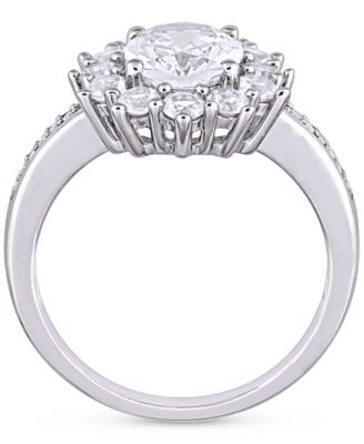 Gemstone & Diamond Accent Halo Ring in Sterling Silver