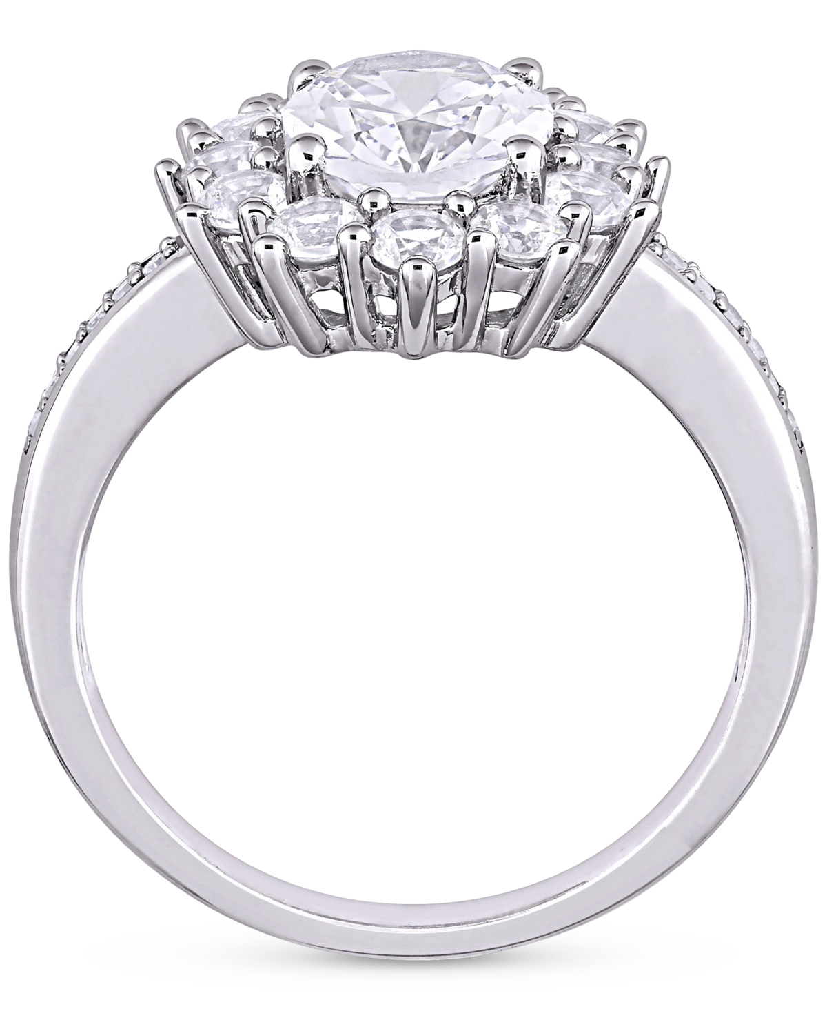 Macy's Gemstone & Diamond Accent Halo Ring In Sterling Silver In Silver