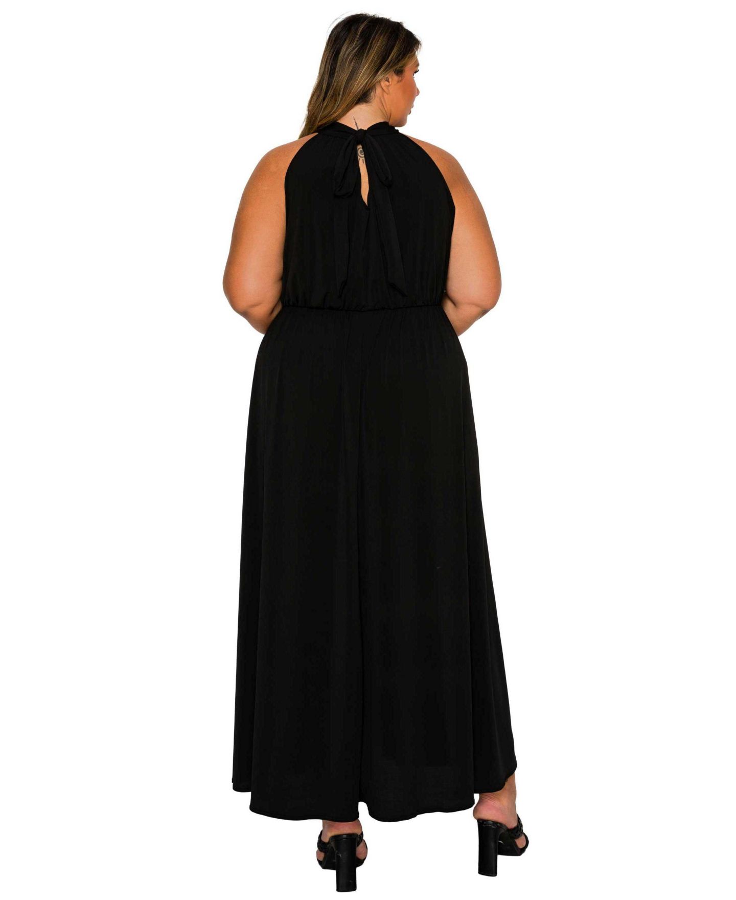 Женское платье L I V D Plus Size Cassia Halter Neck, цвет: Чёрный — фото 3