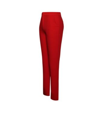 Women's Vayla Red Skinny Fit Crepe Trousers
