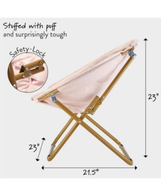 Faux Fur Kids Saucer Chair, Blush with Gold Base