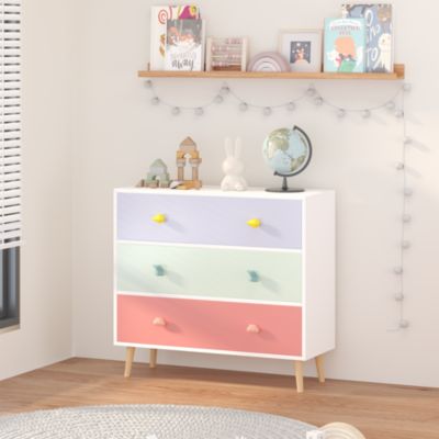 28.7" Kids Dresser 3 Drawers Wood Baby Nightstand Toddler Bedroom Storage Cabinet
