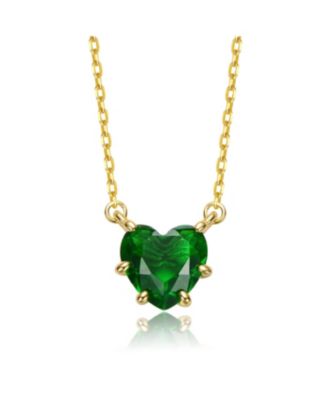 Heart-Shaped Colored Cubic Zirconia Solitaire Necklace