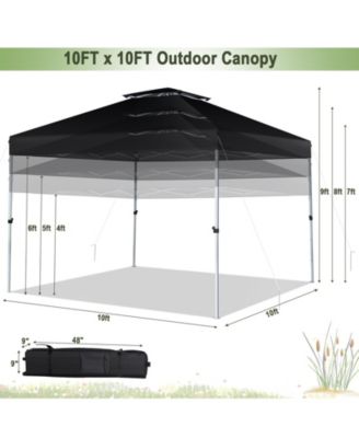 2-Tier 10' x 10' Pop-up Canopy Tent Instant Gazebo Adjustable Carry Bag w/ Wheel