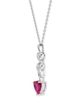 Lab-created Ruby 1-1/3 ct. t.w. Lab-created White Sapphire 1/6 ct. t.w. Heart Infinity Pendant in Sterling Silver