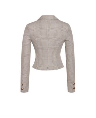 Women's Oakley Brown Plaid Preppy Style Blazer Jacket