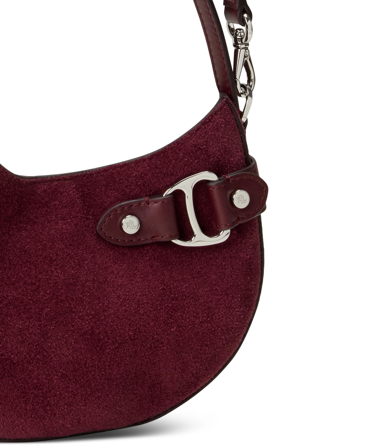 Ralph Lauren Suede Mini Tasha Crossbody Bag In Burgundy