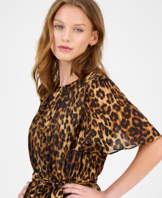 Women's Short-Sleeve Pleated Minidress