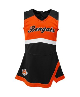 Girls Baby Boys and Girls Black Cincinnati Bengals Cheer Captain Jumper Dress