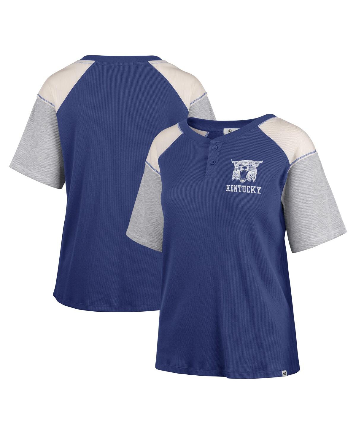 Women's Royal Kentucky Wildcats Underline Harvey Color Block Raglan Henley T-Shirt - Royal