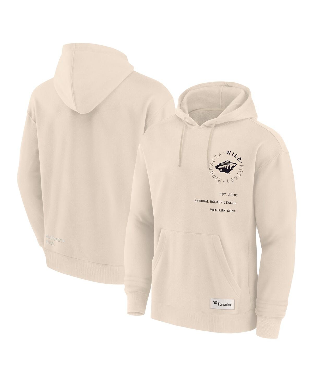 Fanatics Men's Cream Minnesota Wild Future Ground Info Pullover Hoodie In Neutral