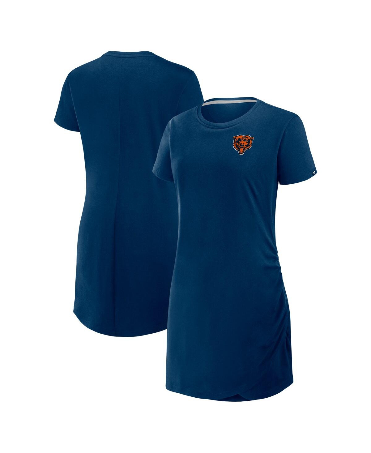 Women's Navy Chicago Bears Ruched Drape T-Shirt Dress - Navy