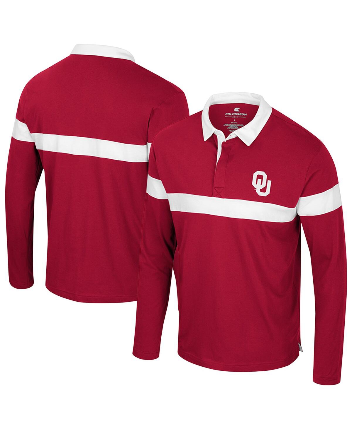 Men's Crimson Oklahoma Sooners Too Cool For School Long Sleeve Polo Shirt - Crimson