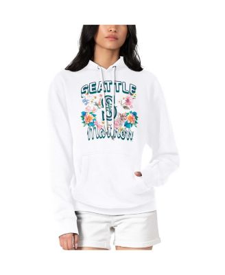 G-III 4Her by Carl Banks - Women's White Seattle Mariners Flowers Graphic Pullover Hoodie