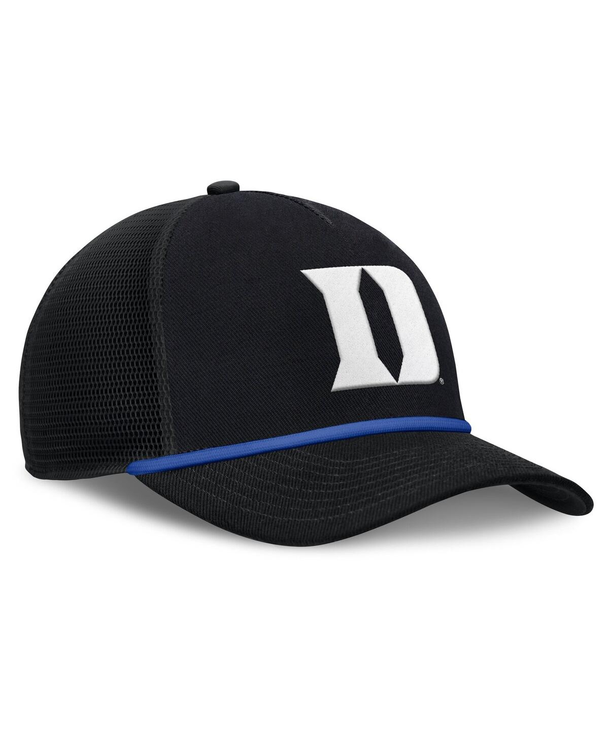Nike Men's Black Duke Blue Devils Rise Primetime Trucker Adjustable Hat In Black