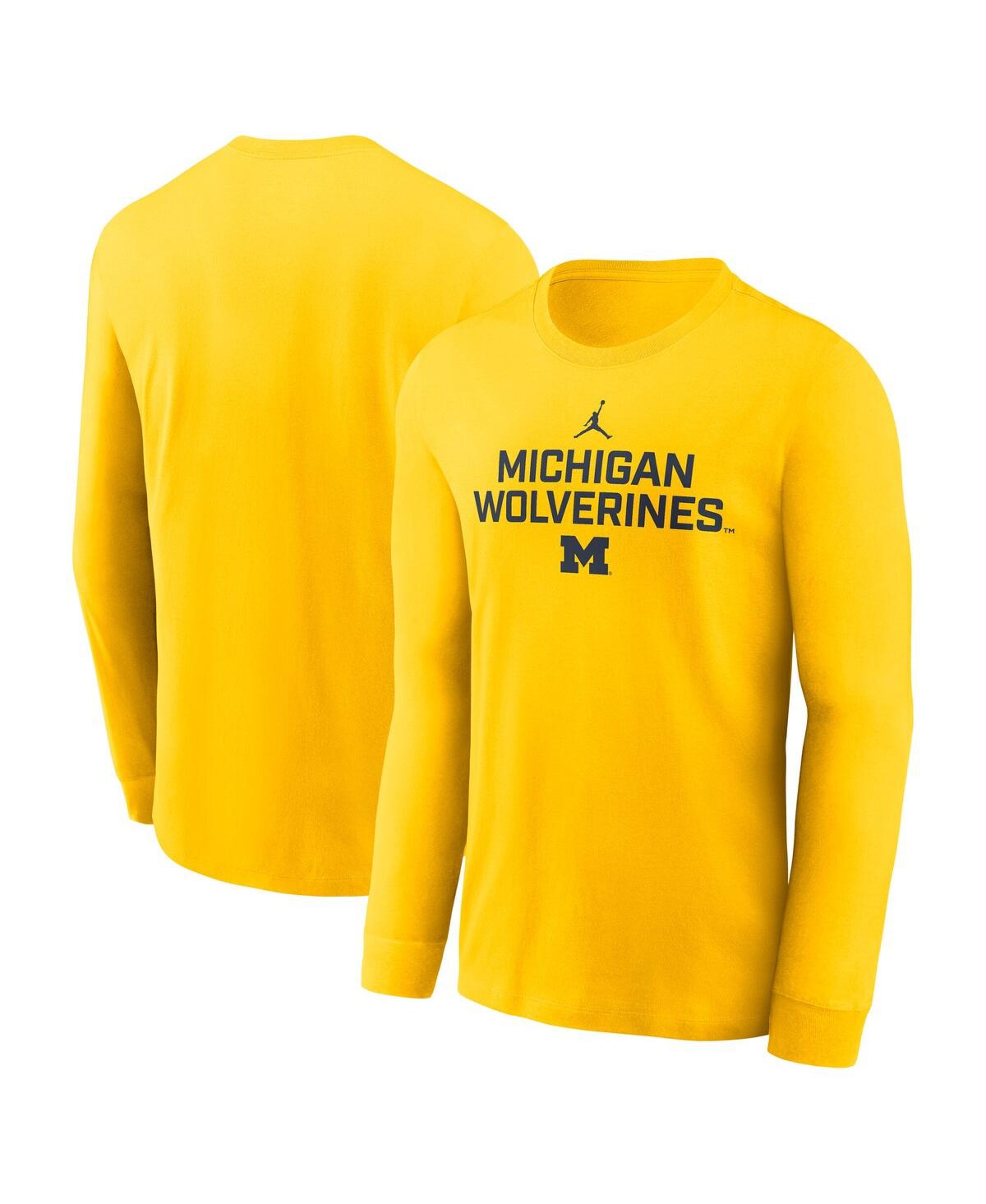 Men's Maize Michigan Wolverines 2025 Sideline Performance Long Sleeve T-Shirt - Maize
