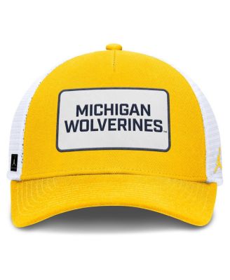 Men's Maize/White Michigan Wolverines 2025 On-Field Rise Patch Trucker Adjustable Hat
