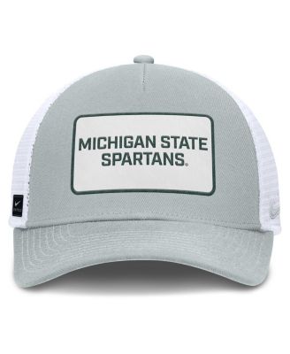 Men's Gray/White Michigan State Spartans 2025 On-Field Rise Patch Trucker Adjustable Hat
