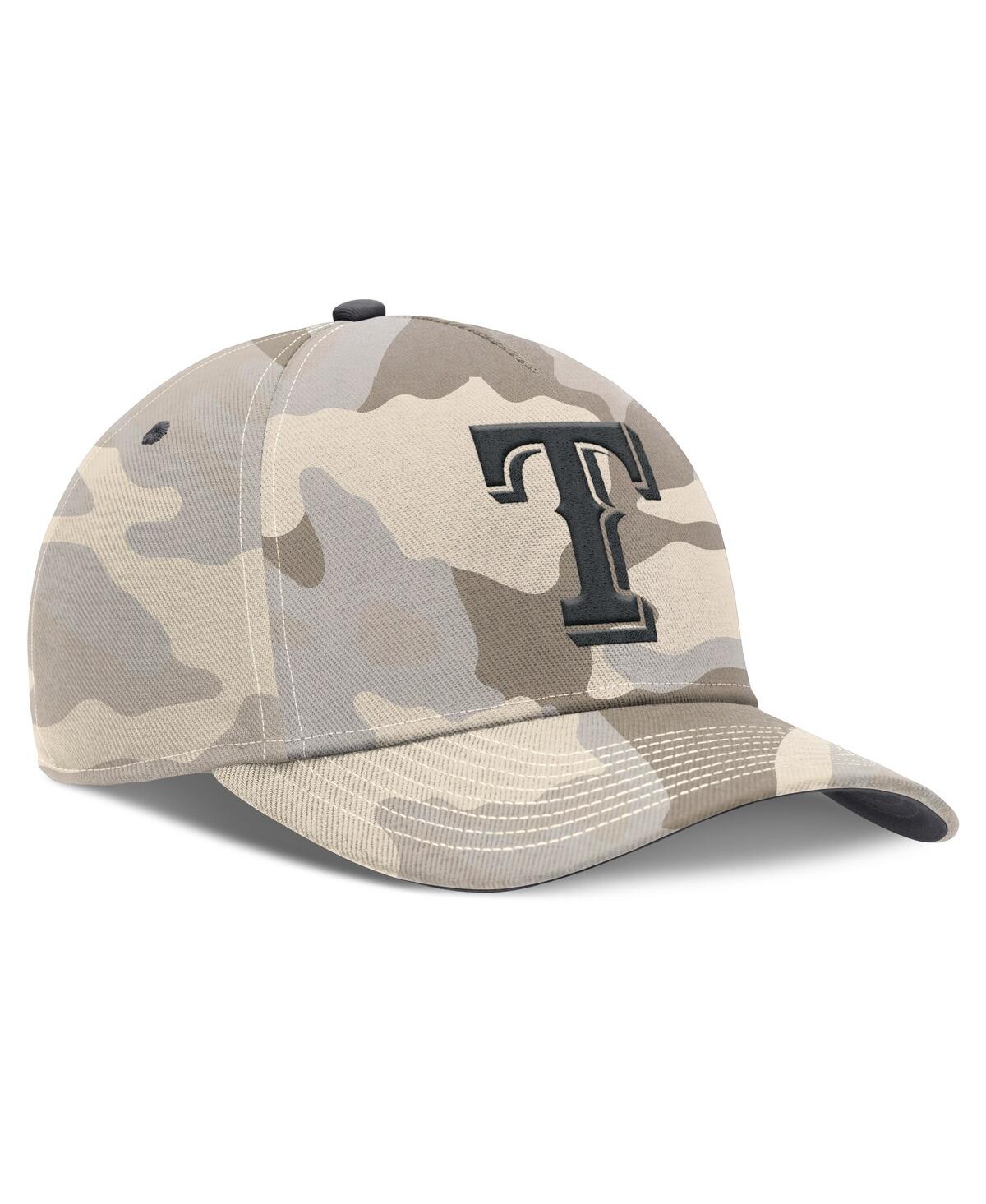 Nike Natural Texas Rangers Camo Pack Rise Adjustable Hat In Brown