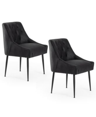 Modern Upholstered Dining Chairs Set of 2, Mid Century Kitchen Side Chairs with 5.12” Cushions and Back Pull Rod for Kitchen, Living Room